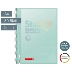 Collegeblock Premium Student „Pastell“ | A4, Lineatur 27, 80 Blatt, pastellmint