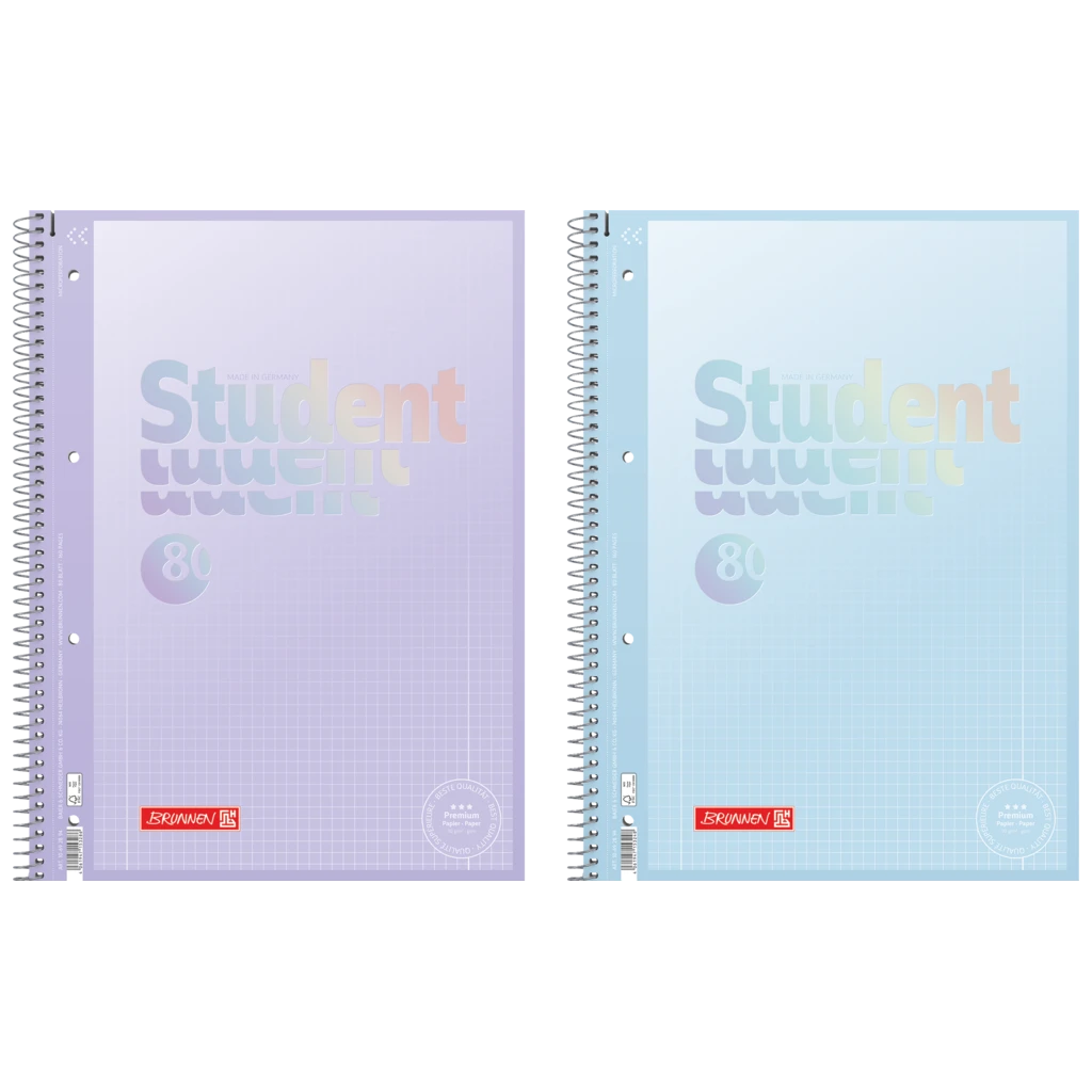 Collegeblock Premium Student „Pastell 2“ | A4, Lineatur 28, 80 Blatt, sortiert