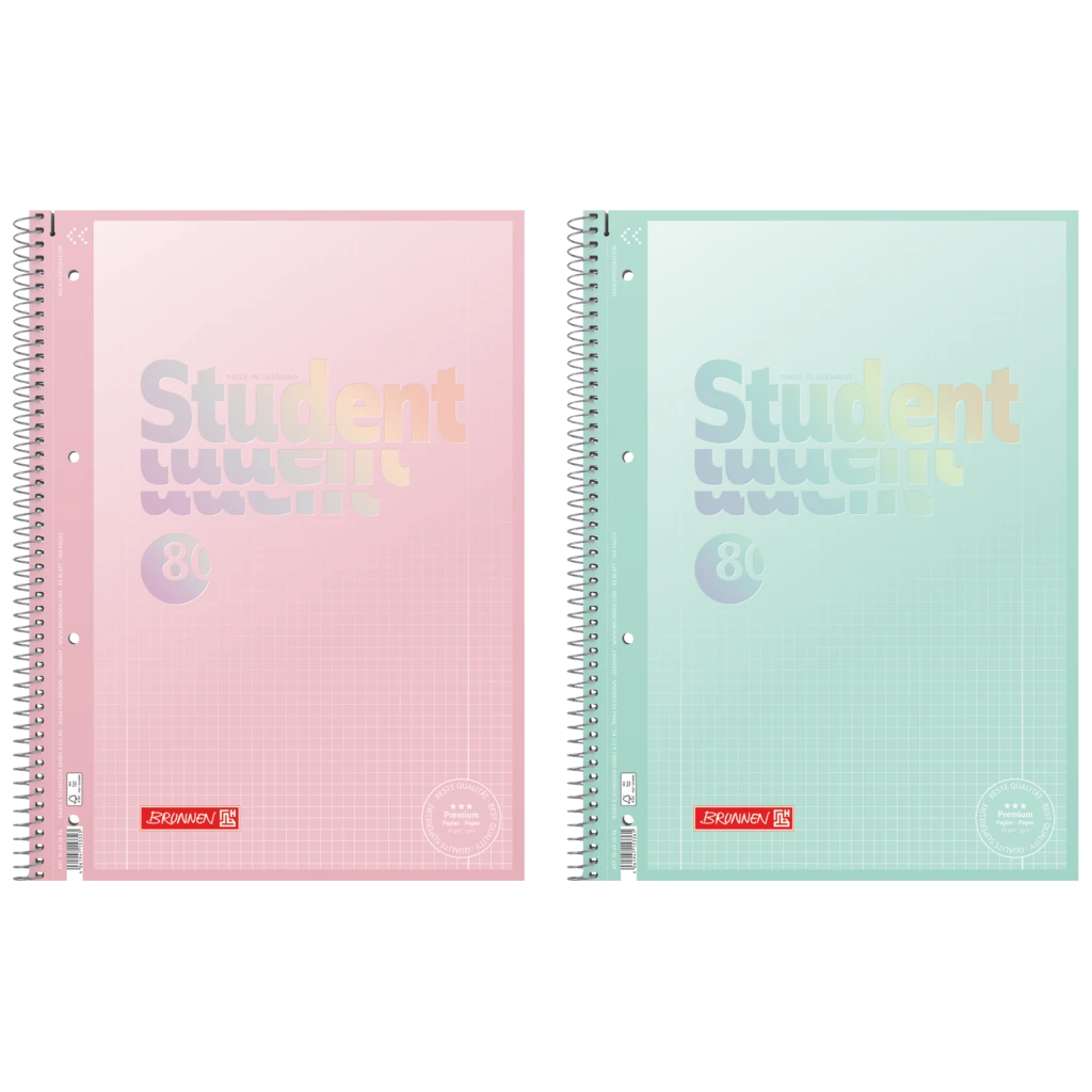 Collegeblock Premium Student „Pastell“ | A4, Lineatur 28, 80 Blatt, sortiert