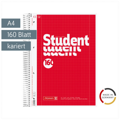 Collegeblock Student | A4, Lineatur 28, 160 Blatt, rot