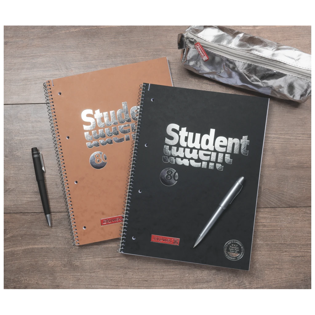 Collegeblock Premium Student FACT!plus | A4, Lineatur 27, 80 Blatt, braun/silber