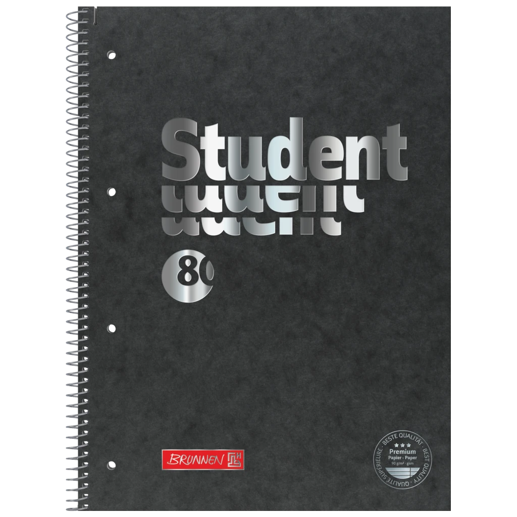 Collegeblock Premium Student FACT!plus | A4, Lineatur 27, 80 Blatt, schwarz/silber