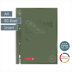 Collegeblock Premium Student Colour Code | A4, Lineatur 27, 80 Blatt, olive