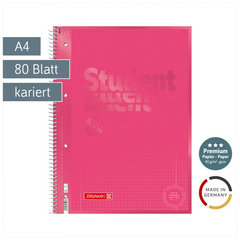 Collegeblock Premium Student Colour Code | A4, Lineatur 28, 80 Blatt, tulip