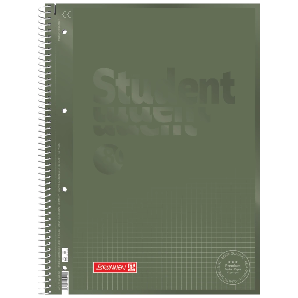 Collegeblock Premium Student Colour Code | A4, Lineatur 28, 80 Blatt, olive
