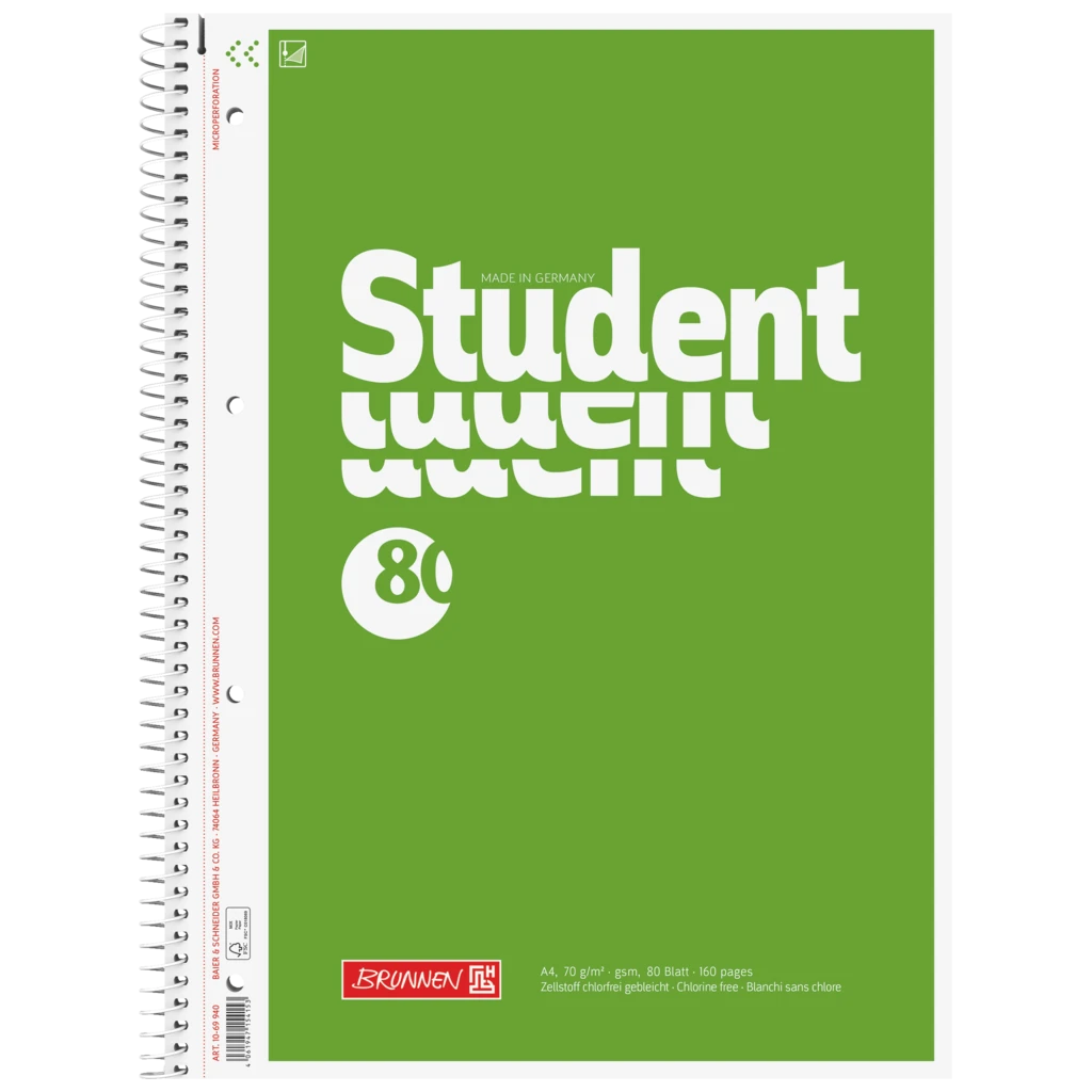 Collegeblock Student | A4, Lineatur 20, 80 Blatt, grün