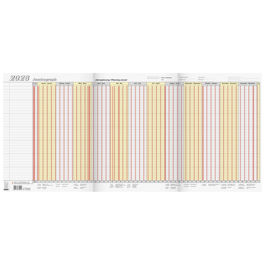 Urlaubsplaner 2028 „Jumbograph“ | 64,7×29,7 cm