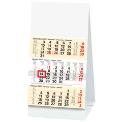 3-Monats-Tischkalender 2027 | 10×12 cm, weiß/hellgelb