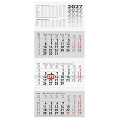 3-Monatskalender 2027 | grau, 32×74 cm