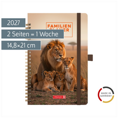 Buchkalender Familienplaner 2027 „Lions“ | A5, Papier