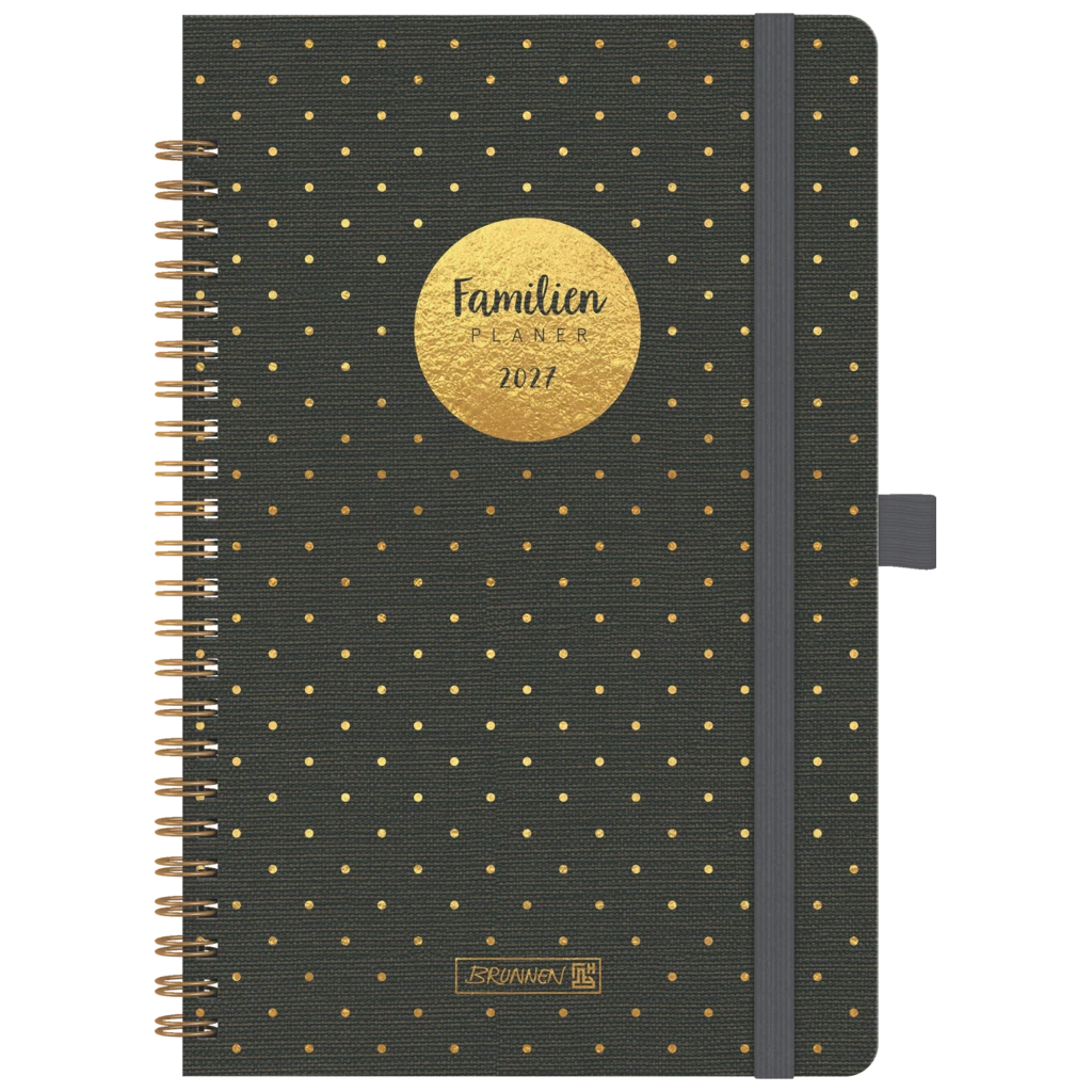Buchkalender Familienplaner 2027 „Gold-Punkte“ | A5, Kunststoff