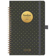 Buchkalender Familienplaner 2027 „Gold-Punkte“ | A5, Kunststoff