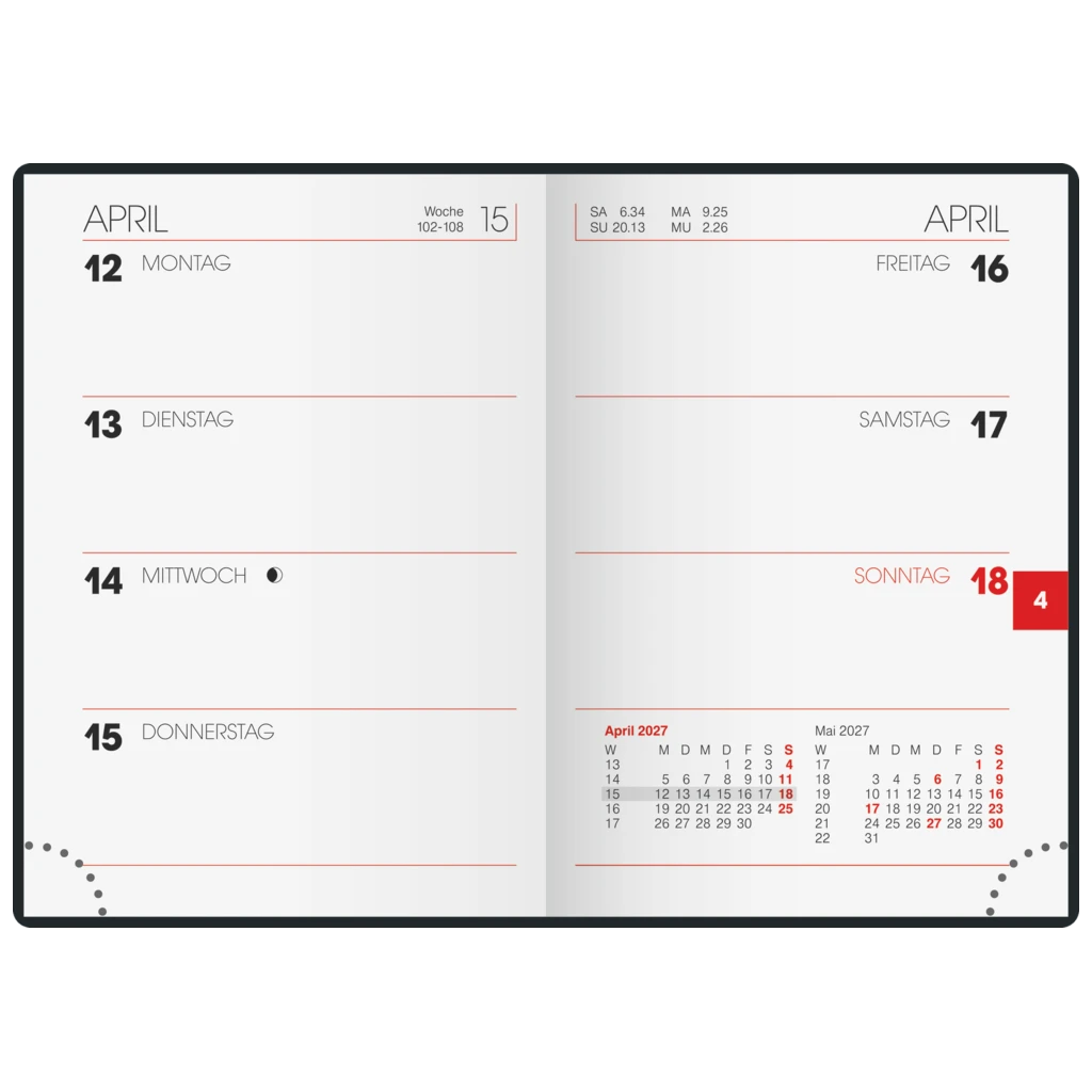 Taschenkalender Mod. 712 2027 | A7, Kunststoff, schwarz