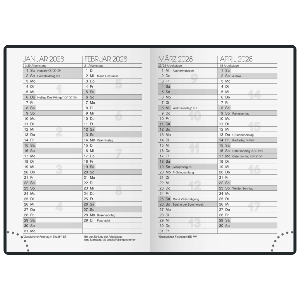 Taschenkalender Mod. 713 2027 | A7, Kunstleder, schwarz