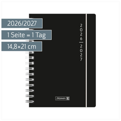 Schülerkalender 2026/2027 „Plain Black“ | A5, Kunststoff