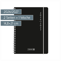 Schülerkalender 2026/2027 „Plain Black“ | A5, Kunststoff