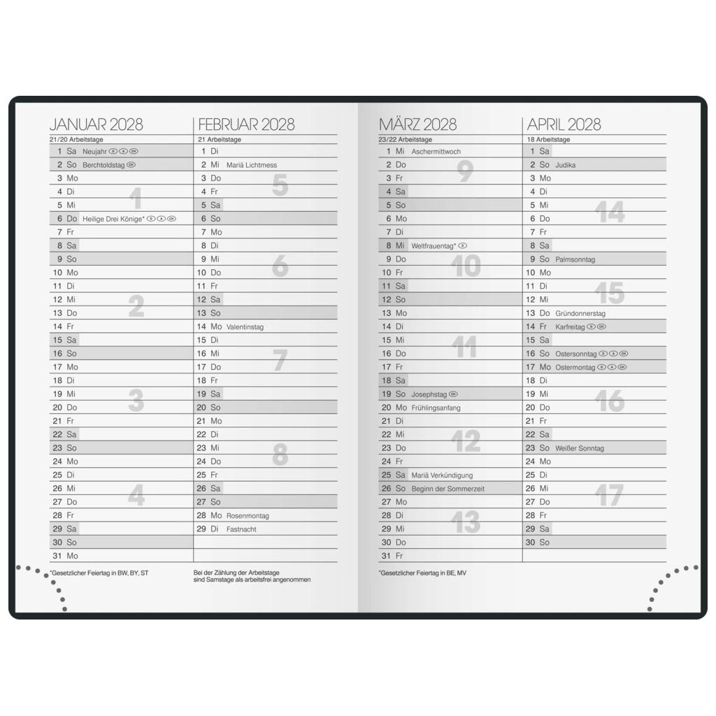 Taschenkalender Mod. 723 2027 | A7, Kunststoff, schwarz