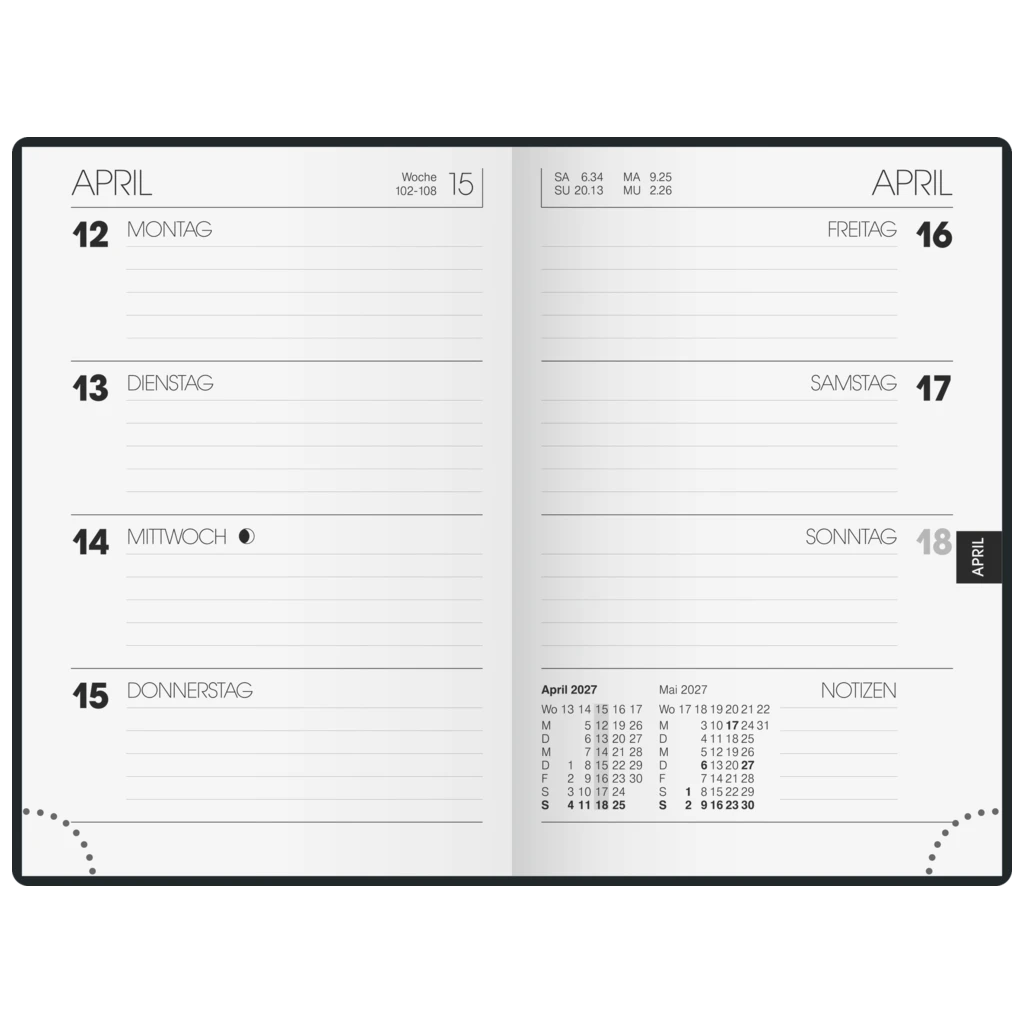 Taschenkalender Mod. 723 2027 | A7, Kunstleder, bordeaux