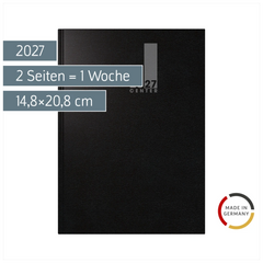 Buchkalender TimeCenter Mod. 725 2027 | A5, Kunststoff, schwarz