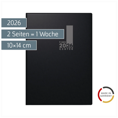 Taschenkalender TimeCenter Mod. 728 2026 | A6, Kunststoff, schwarz
