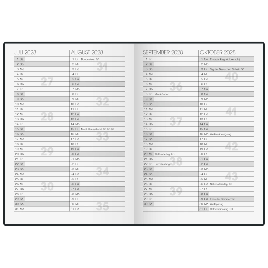 Taschenkalender Mod. 731 2027 | A6, Kunststoff, schwarz