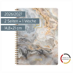 Schülerkalender Style 2026/2027 „Pastel Marble“ | A5, Kunststoff