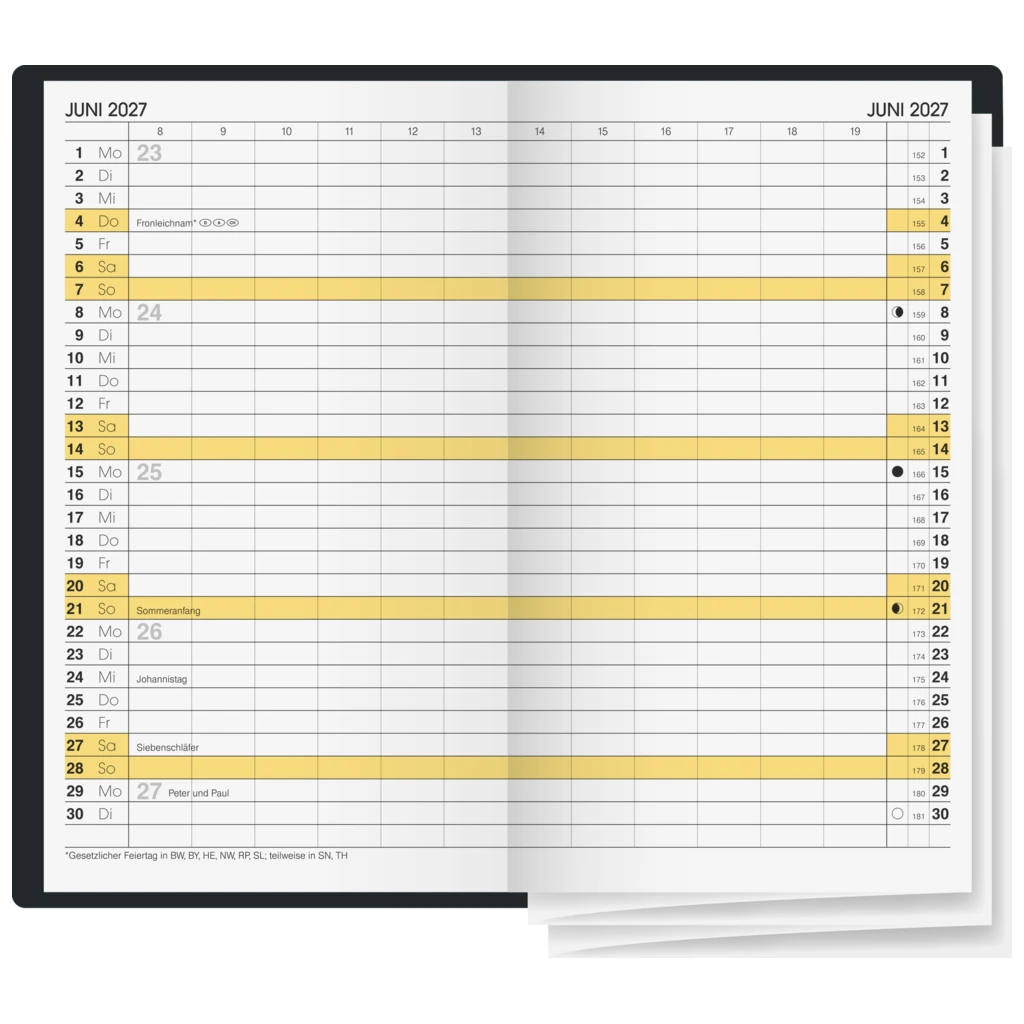 Taschenkalender Mod. 746 2027 | A6, Leder, schwarz