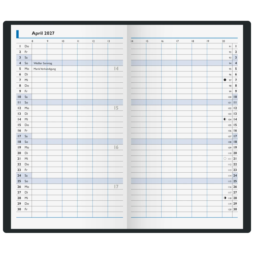 Taschenkalender Mod. 750 2027 | A6, Kunstleder, bordeaux