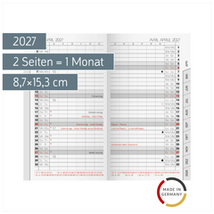 Monats-Ersatzkalendarium Mod. 751 2027 | 8,7×15,3 cm, Karton, weiß