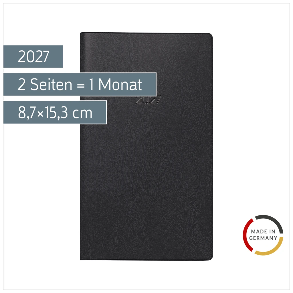 Taschenkalender Mod. 753 2027 | A6, Kunststoff, schwarz