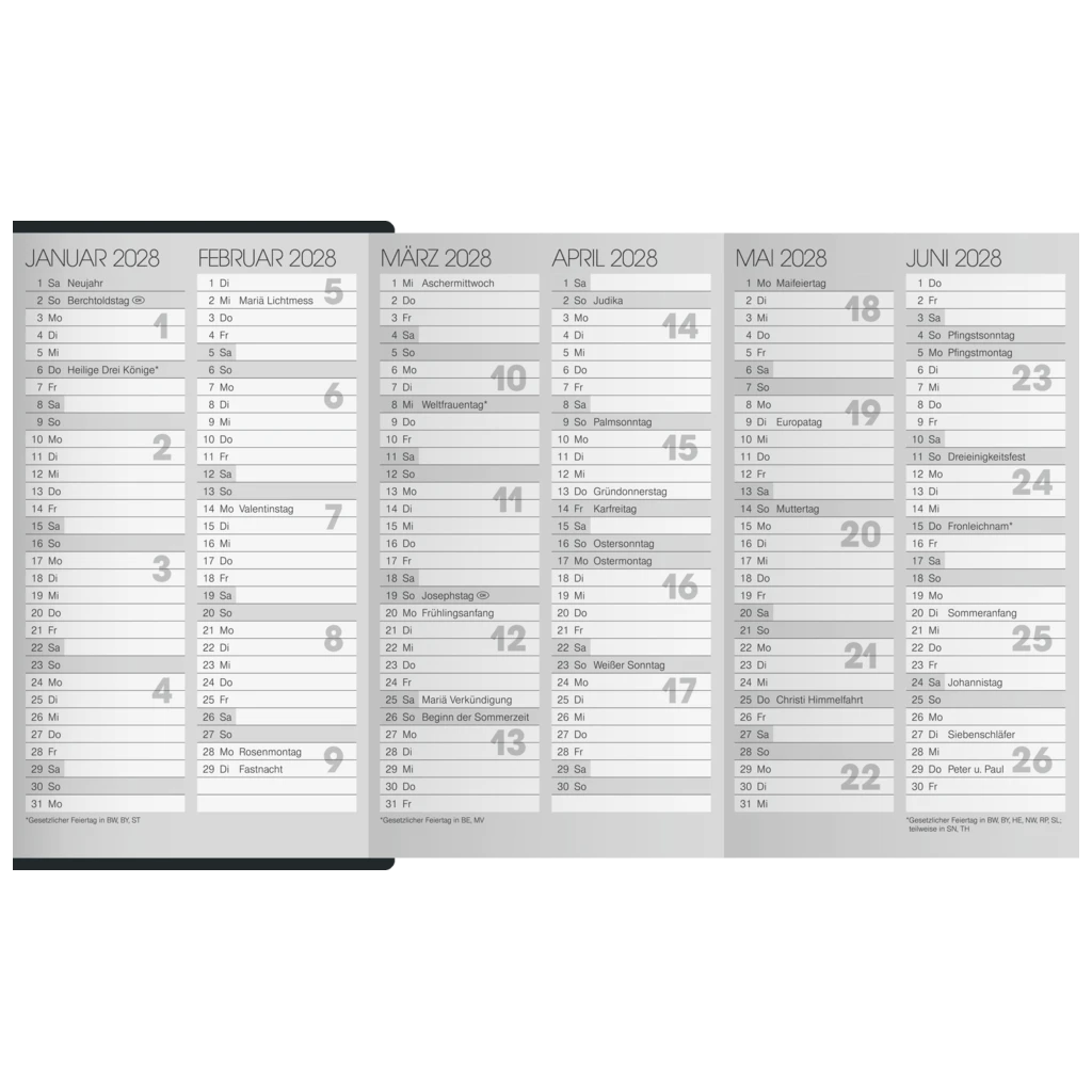 Taschenkalender Mod. 753 2027 | A6, Kunststoff, schwarz