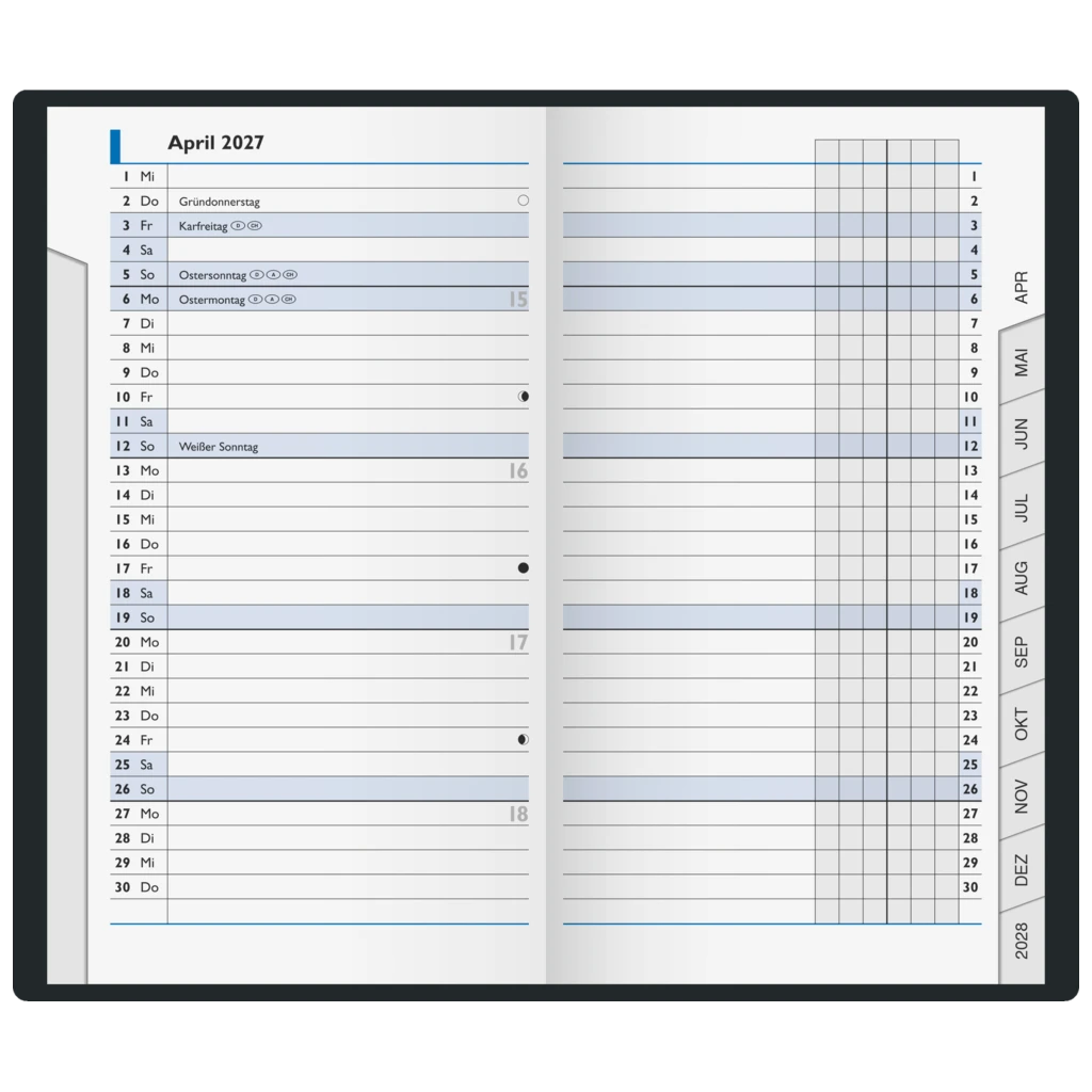 Taschenkalender Mod. 753 2027 | A6, Kunstleder, schwarz