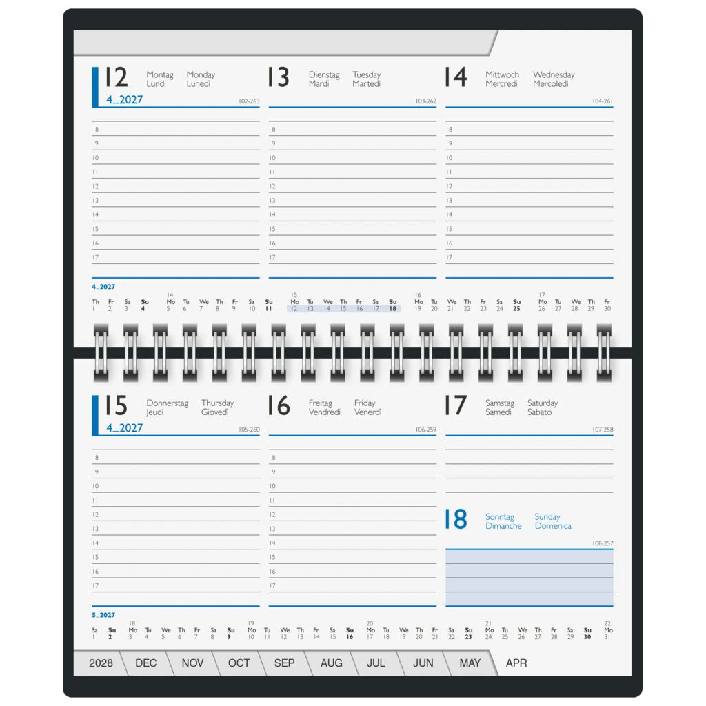 Taschenkalender Mod. 755 2027 | A6 quer, Kunstleder, schwarz