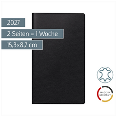Taschenkalender Mod. 755 2027 | A6 quer, Leder, schwarz