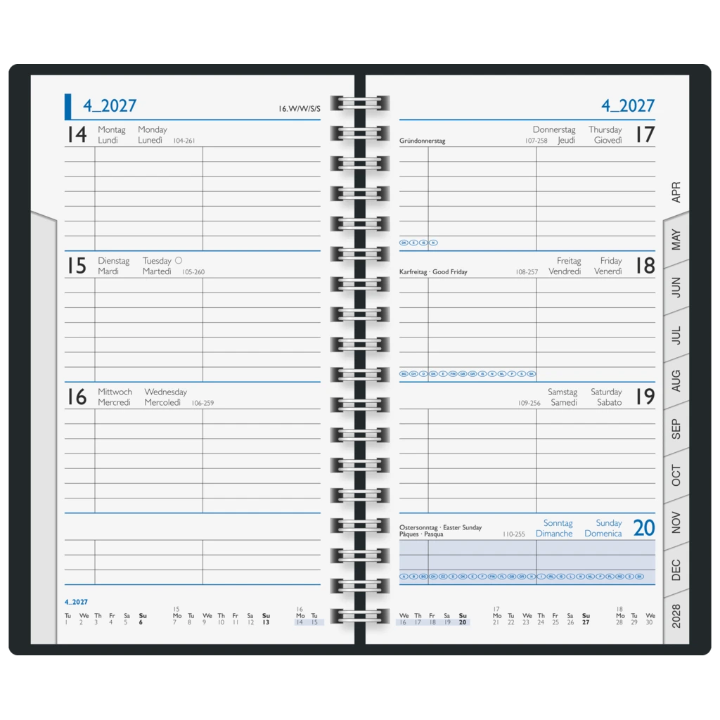Taschenkalender Mod. 756 2027 | A6, Leder, schwarz