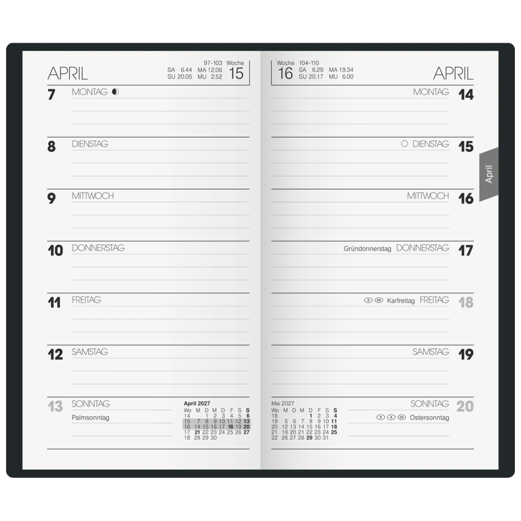 Taschenkalender Mod. 758 2027 | A6, Kunstleder, bordeaux