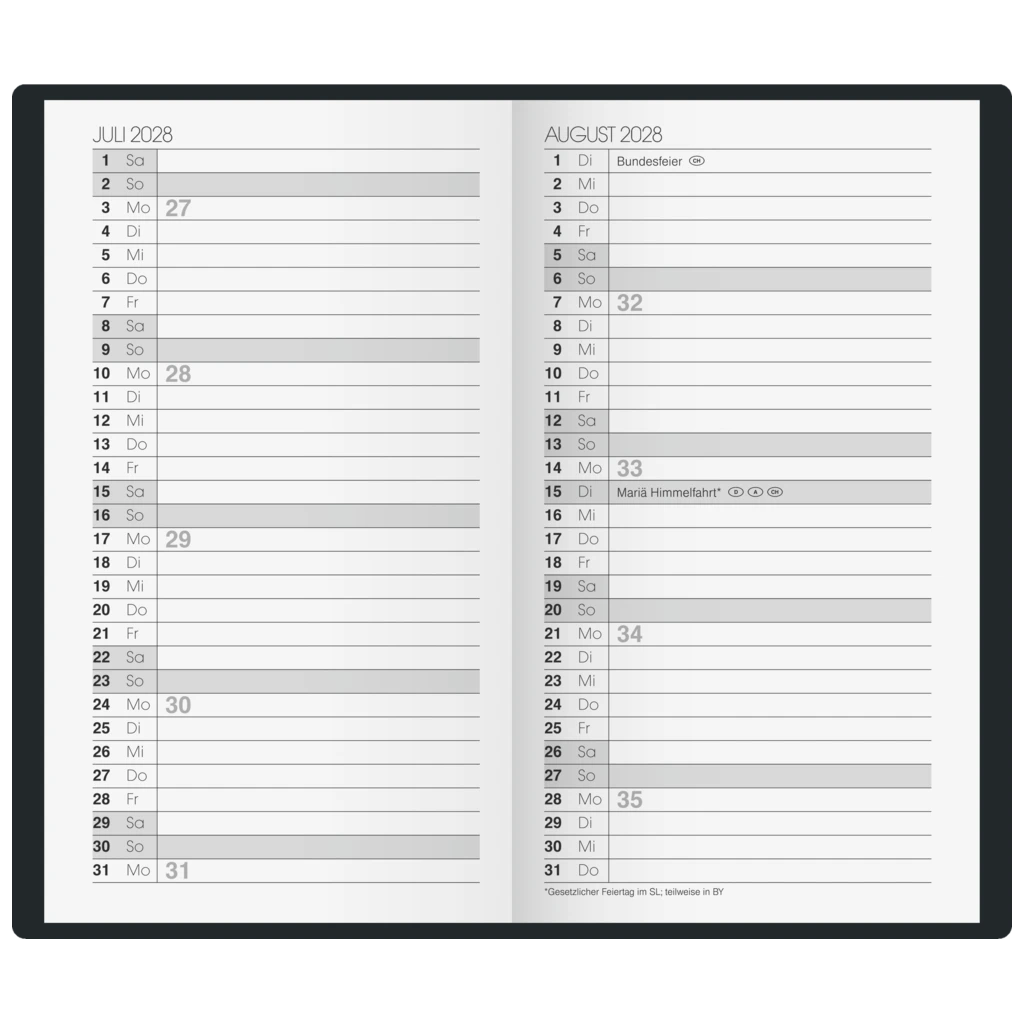 Taschenkalender Mod. 758 2027 | A6, Kunstleder, bordeaux
