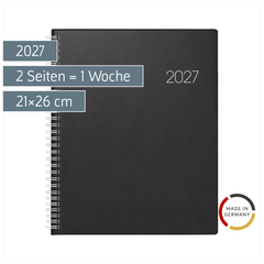 Buchkalender Mod. Manager Wt 7 weektimer 2027 | 21×26 cm, Kunststoff, schwarz