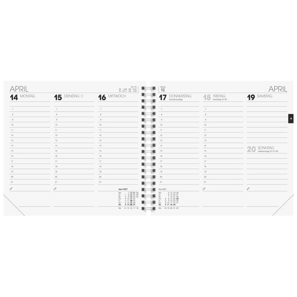 Buchkalender Mod. 762 2027 | 16,2×15 cm, Karton, weiß