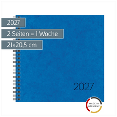 Buchkalender Mod. 766 2027 | 21×20,5 cm, Karton, blau