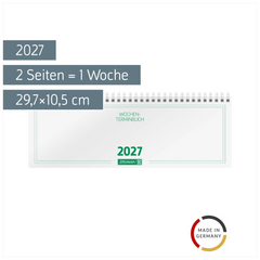 Querterminbuch Mod. 772 2027 | 29,7×10,5 cm, Karton, weiß