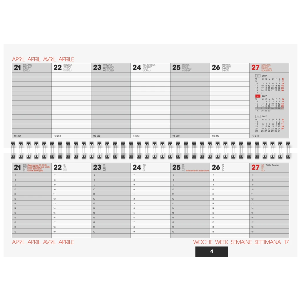 Querterminbuch Colour Line Mod. 772 2027 | 29,7×10,5 cm, Karton, grün