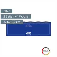 Querterminbuch Mod. 774 2027 | 32,6×10,2 cm, Karton, blau