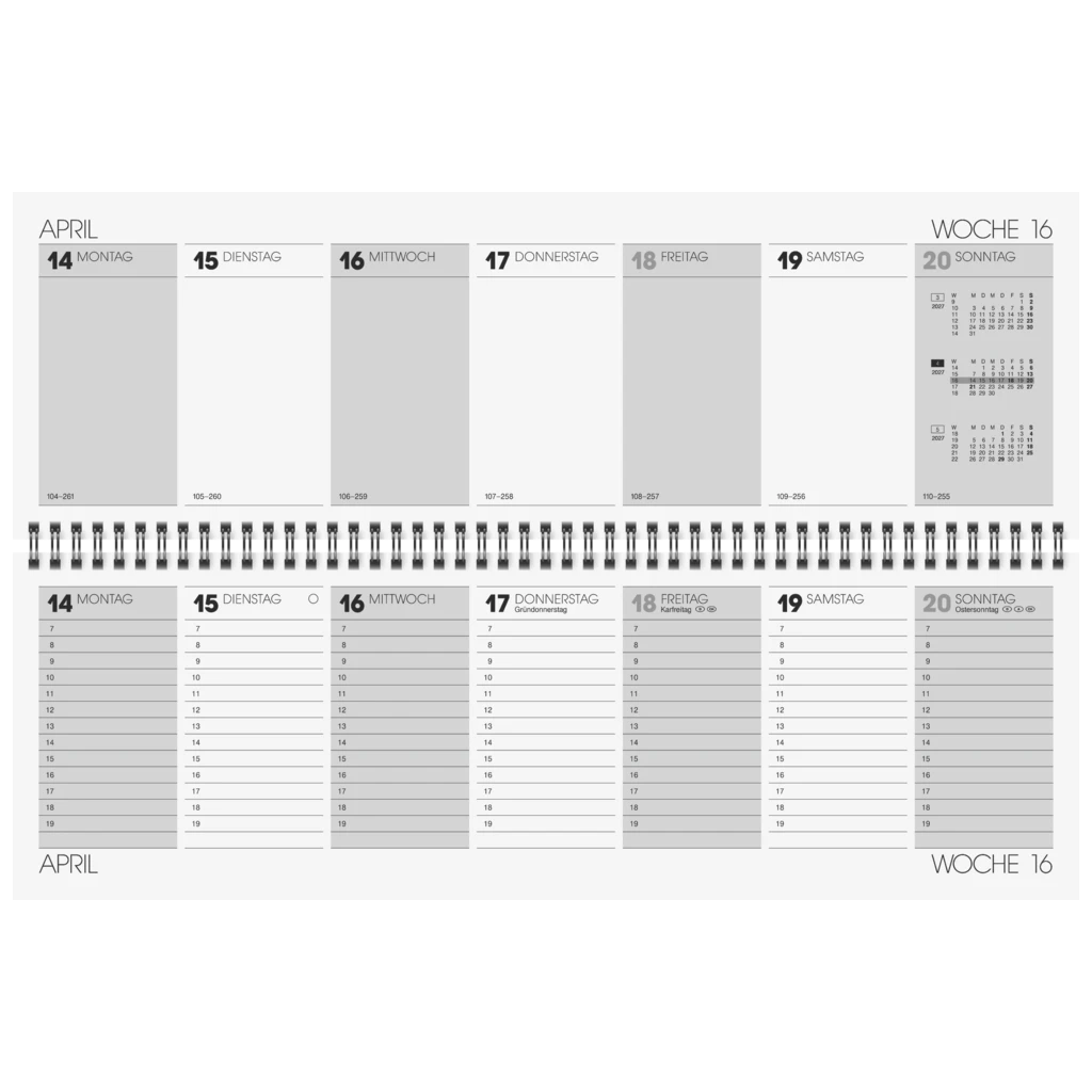 Querterminbuch Mod. 775 2027 | 42×13,7 cm, Karton, sortiert