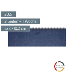 Querterminbuch Mod. 777 2027 | 32,6×10,2 cm, Karton, blau