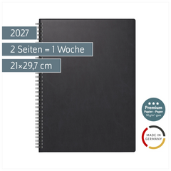 Buchkalender Premium Mod. 781 2027 | A4, Kunststoff, schwarz