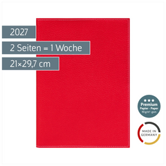 Buchkalender Premium Mod. 781 2027 | A4, Kunstleder, rot