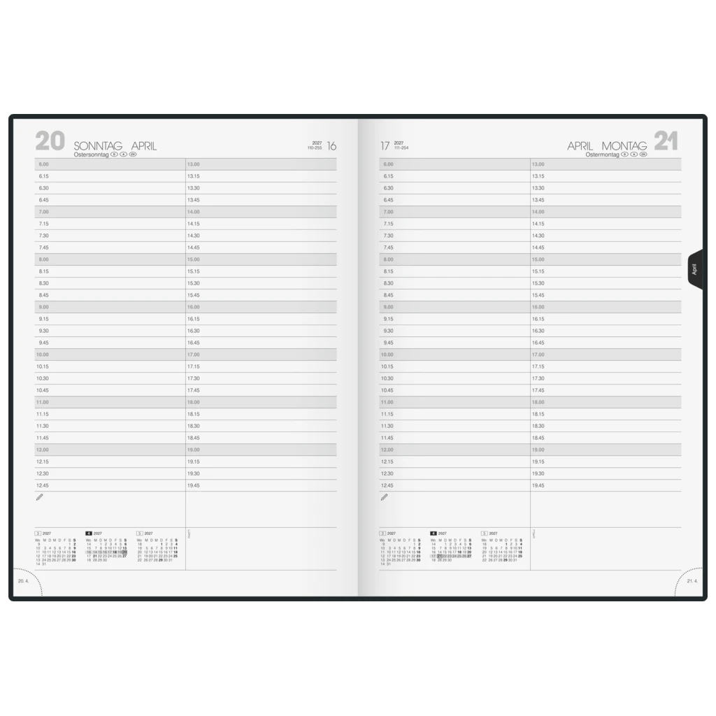 Buchkalender Mod. 787 2027 | A4, Kunstleder, schwarz