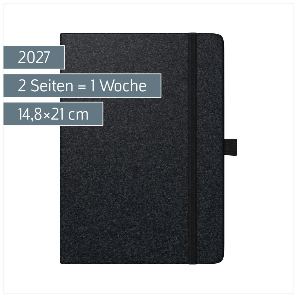 Buchkalender Kompagnon Mod. 791 66 2027 | A5, Kunststoff, schwarz