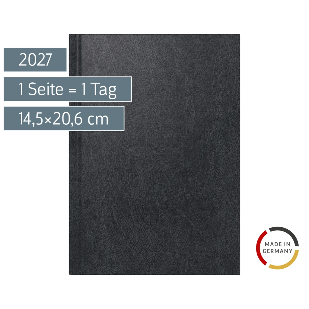 Buchkalender Mod. 795 2027 | A5, Kunststoff, schwarz
